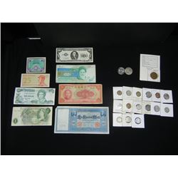 Misc. Lot:  Foreign Currency, U.S. and Foreign Coins.