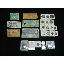 Misc. Lot:  Foreign Currency, U.S. and Foreign Coins.