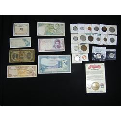Misc. Lot:  Foreign Currency, U.S. and Foreign Coins.