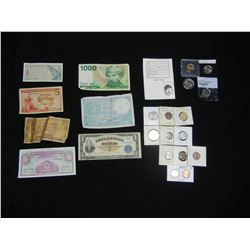 Misc. Lot:  Foreign Currency, U.S. and Foreign Coins.
