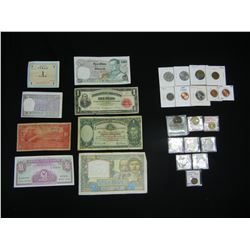 Misc. Lot:  Foreign Currency, U.S. and Foreign Coins.