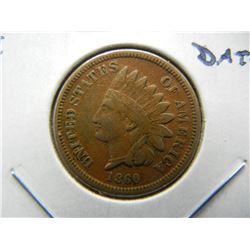 1860 Indian 1c.  VF.  Better Date.