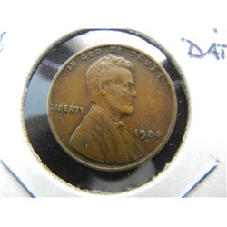 1924-D Lincoln 1c.  VF+.  Key Date.