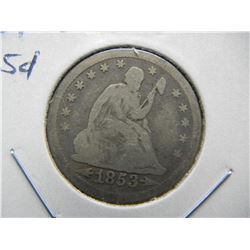 1853 Seated 25c.  VG+.