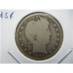 1894-S Barber 25c.  Good+.