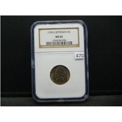 1938-D Jefferson 5c.  NGC MS 65.