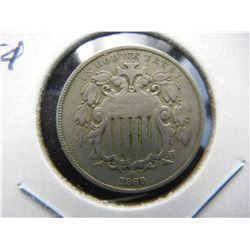 1869 Shield 5c.  VF.