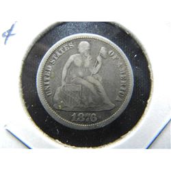 1876-CC Seated 10c.  Fine+.