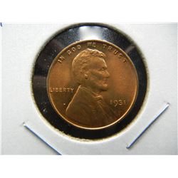 1931 Lincoln 1c.  Gem UNC.  Full Red.