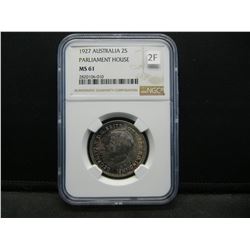 1927 Australia Florin.  Parliament House.  NGC MS 61.