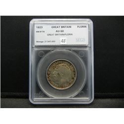 1923 Great Britain Florin.  SEGS AU-50.
