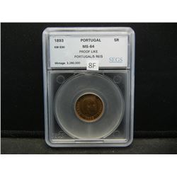 1893 Portugal 5 Reis.  SEGS MS-64.