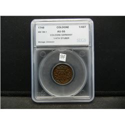 1746 Cologne-Germany 1/4 Stuber.  SEGS AU-55.