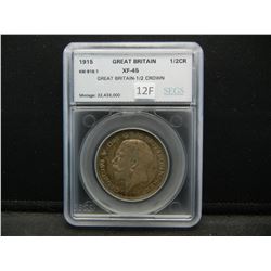 1915 Great Britain 1/2 Crown.  SEGS XF-45.