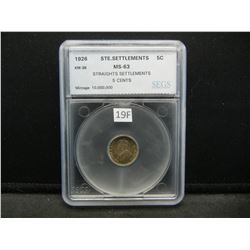 1926 Straights Settlements 5 Cents.  SEGS MS-63.