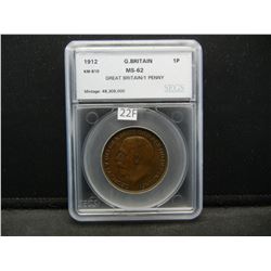 1912 Great Britain 1 Penny.  SEGS MS-62.