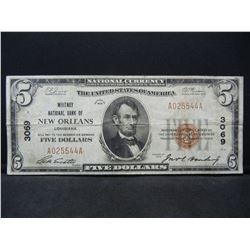 1929 New Orleans $5 National Note.  Whitney National Bank.