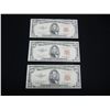 Image 1 : 1953A $5 Red Seal.  3 Consecutive Serial Numbers.  Nice AU/UNC.  Scarce.