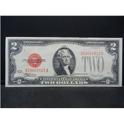 1928F $2 Red Seal.  Nice AU.  Scarce.