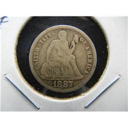 1887-S Seated 10c.  Fine+.