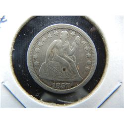 1857 Seated 10c.  VF/XF.