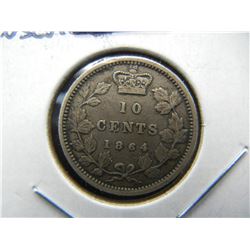 1864 New Brunswick 10c.  XF.  Rare!