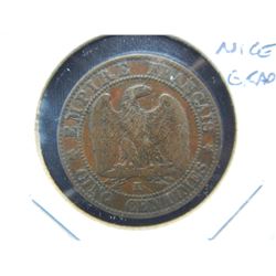 1856K France 5 Centimes.  Nice Grade.
