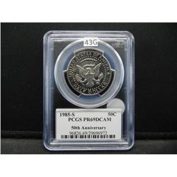 1985-S Kennedy 50c.  50th Anniversary.  PCGS PR69DCAM.