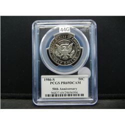 1986-S Kennedy 50c.  50th Anniversary.  PCGS PR69DCAM.