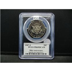 1987-S Kennedy 50c.  50th Anniversary.  PCGS PR69DAM.