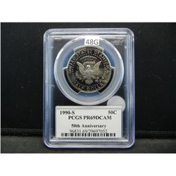 1990-S Kennedy 50c.  50th Anniversary.  PCGS PR69DCAM.