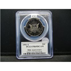 1991-S Kennedy 50c.  50th Anniversary.  PCGS PR69DCAM.