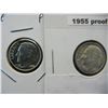 Image 2 : 1954 and 1955 Proof Silver 10c.