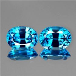 Natural  AAA Cambodian Blue Zircon Pair 7x5 MM