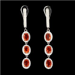 Natural Top Rich Orange Fire Opal Earrings