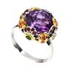 Image 2 : Natural Amethyst 11 MM, Multi Gems  & Emerald Ring