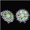 Image 2 : Natural  EMERALD PERIDOT TANZANITE Earrings