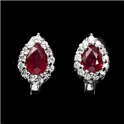 Genuine Pear 6x4mm Top Blood Red Ruby Earrings