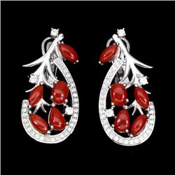 Natural Oval Italian Coral Earrings