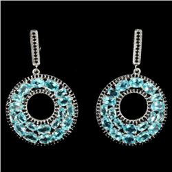 Natural Neon Blue Apatite Black Spinel Earrings