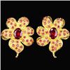 Image 1 : Natural  BLOOD RED RUBY FLOWER EARRING