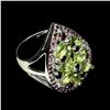 Image 3 : Natural Top Rich Green Peridot Rhodolite Garnet Ring