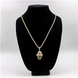 Strong 14 Kt Gold Plated Basketball Hoop Pendant