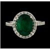 Image 2 : 3.45 ctw Emerald and Diamond Ring - 14KT White Gold