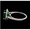 Image 3 : 3.45 ctw Emerald and Diamond Ring - 14KT White Gold