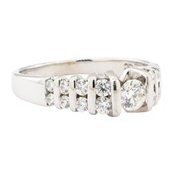 0.89 ctw Diamond Ring - 14KT Yellow Gold with Rhodium Plating