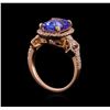 Image 4 : 3.20 ctw Tanzanite and Diamond Ring - 14KT Rose Gold