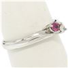 Image 7 : 14k White Gold 0.17 ctw Ruby & Diamond Petite Bypass Promise Birthstone Ring