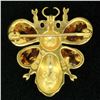 Image 4 : 14k Yellow Gold Pear Cut Citrine & Ruby Eye Bee Fly Brooch Pendant