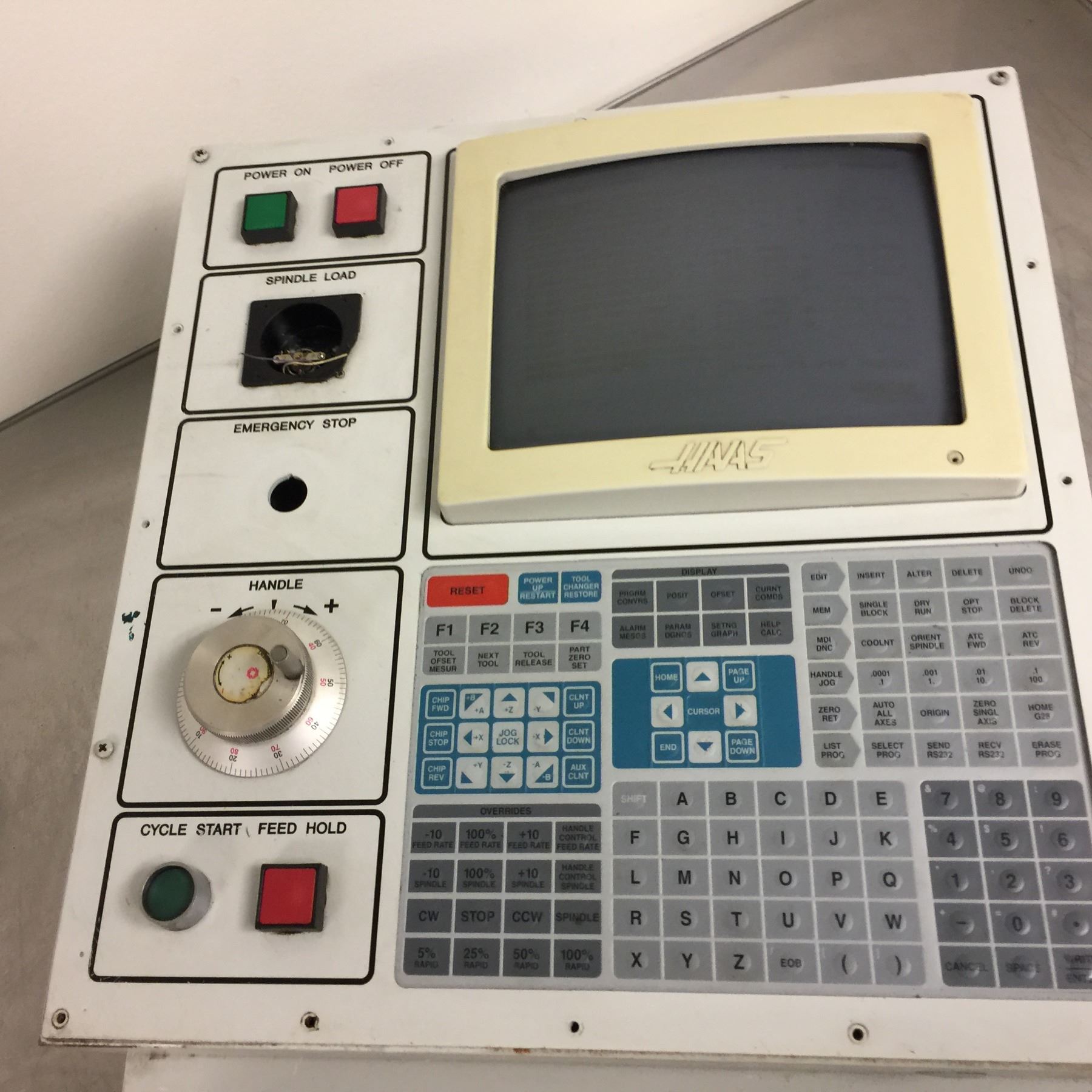 Haas Computer Panel Haas Control Panel Removed from Haas FV2 VMC *MISSING E-STOP AND BROKEN ...